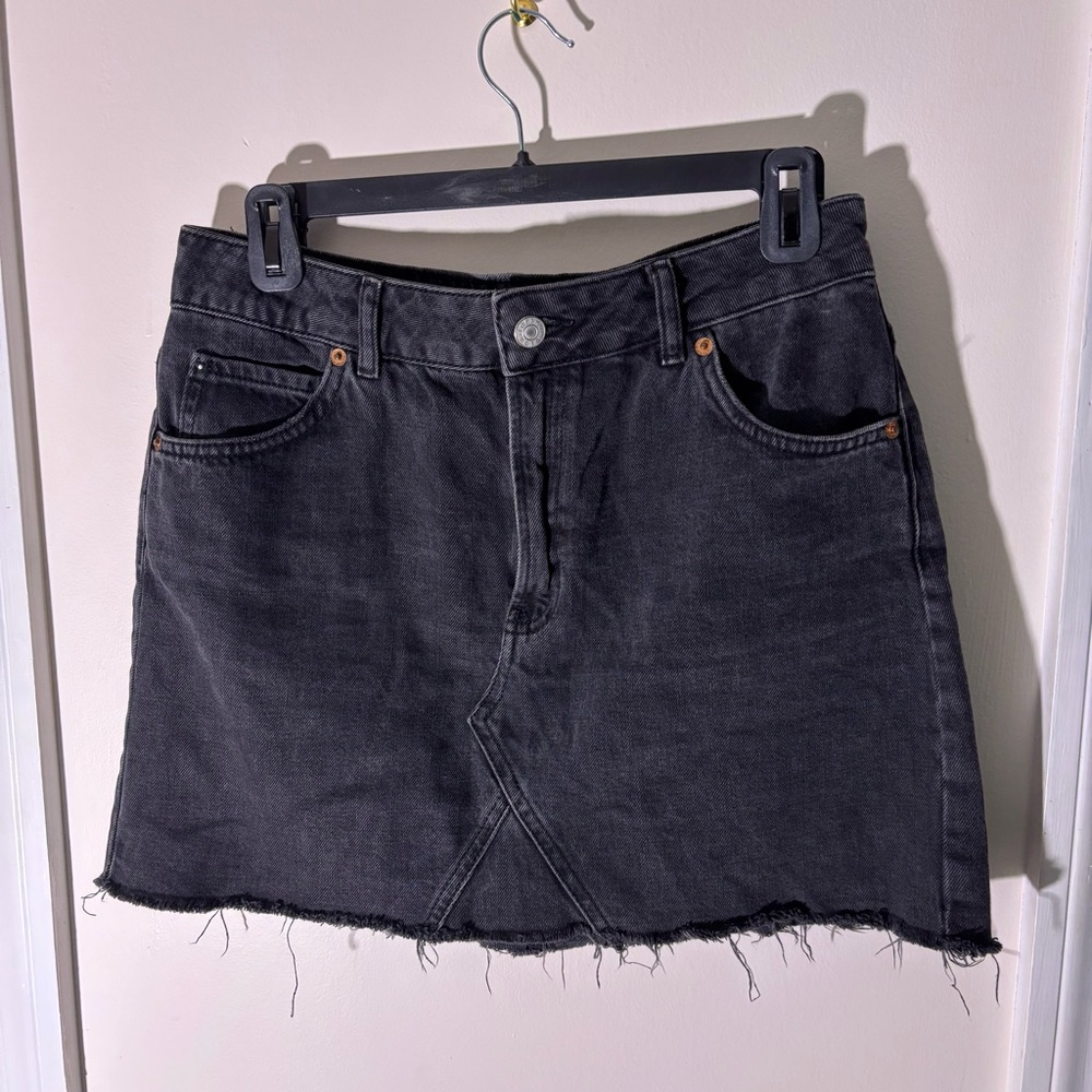 Topshop moto black denim mini skirt